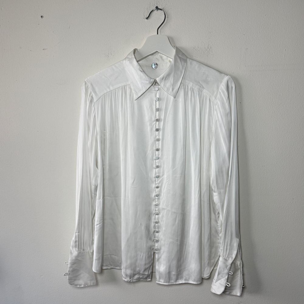 Margaret  O'Leary White Silk Button Blouse - XS